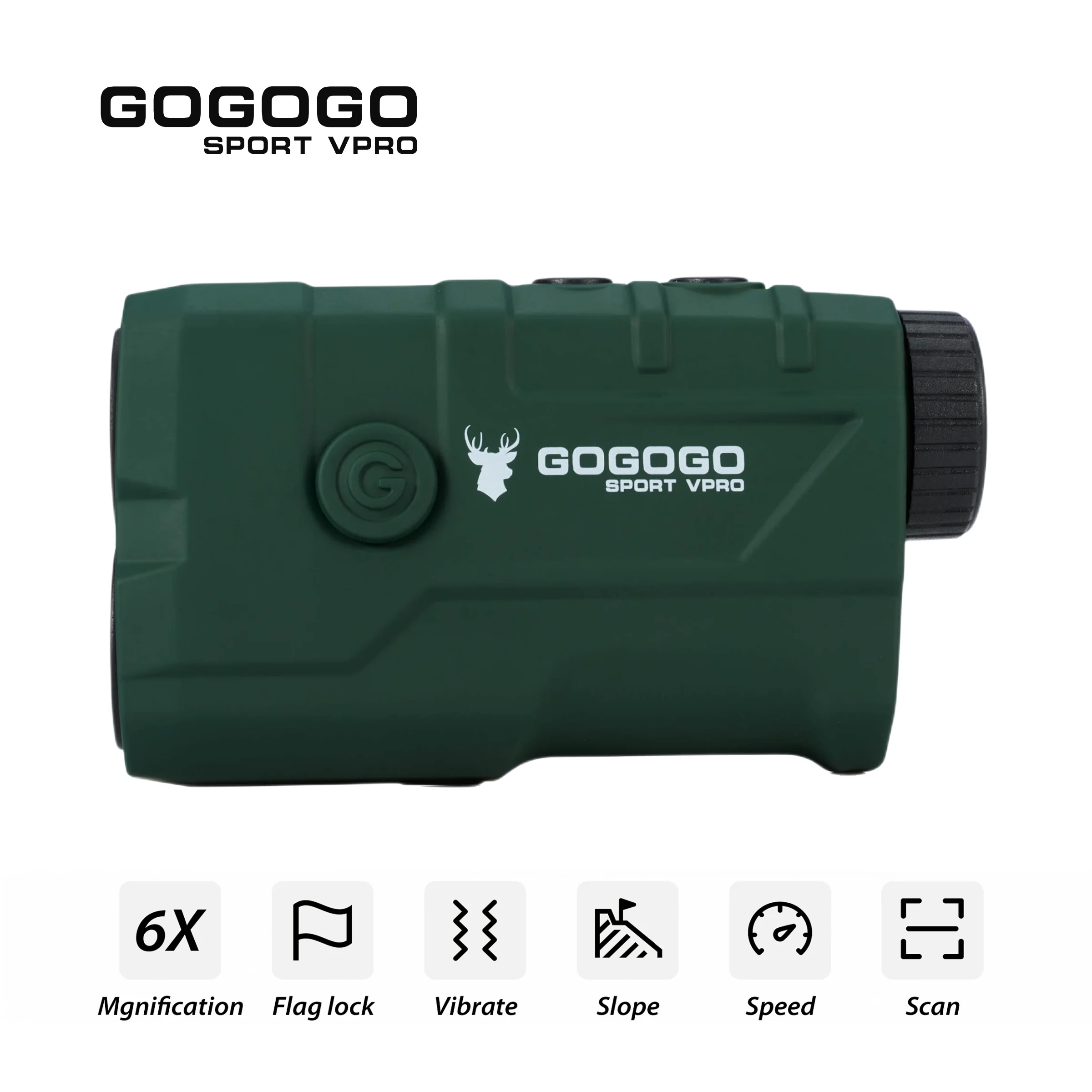 Gogogo 스포츠 Vpro 거리계, 사냥 및 골프용, 적색 디스플레이 슬로프, 6X HD 렌즈, 충전식 레이저 거리 계량기 GS19B, 1000m